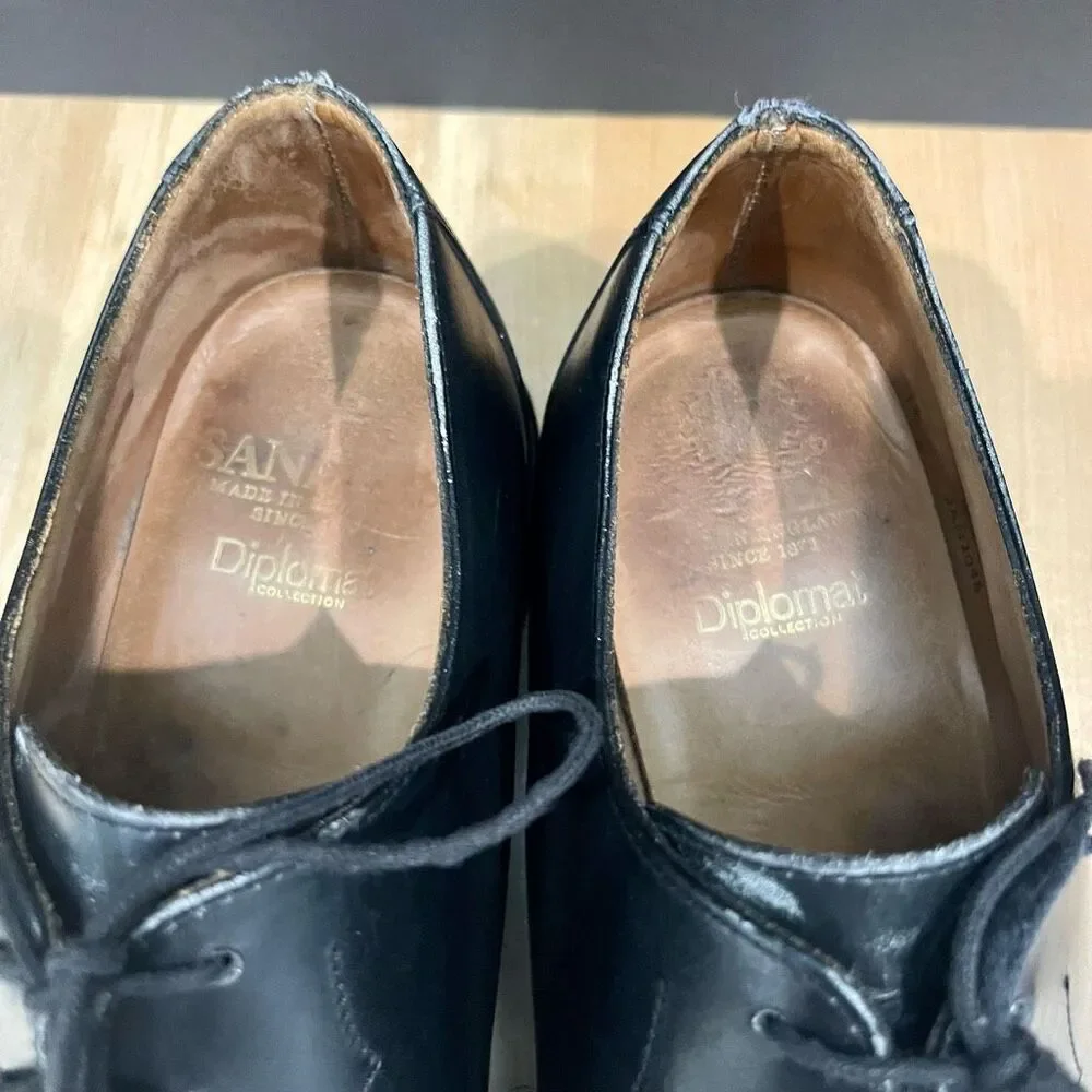 Sanders of England DIPLOMAT Collection BUDAPEST Black Leather plain Toe Oxford.